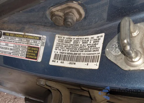 2006 Honda Civic Ex from USA, damaged, VIN 1HGFA168X6L006102